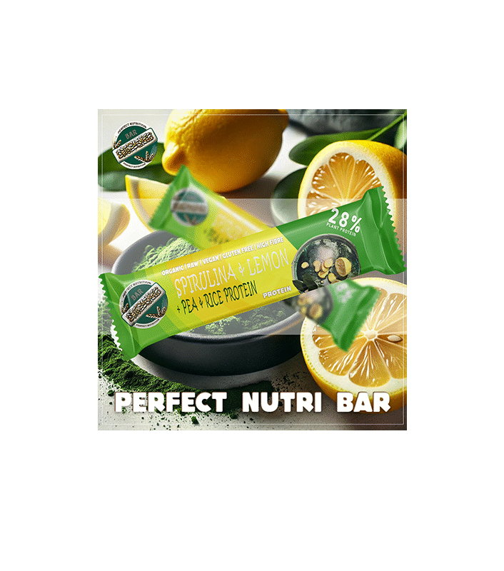 Perfect Nutri Bar – Spiruline, Pois, Citron, Protéine de Riz – 40 g 🍃🍋