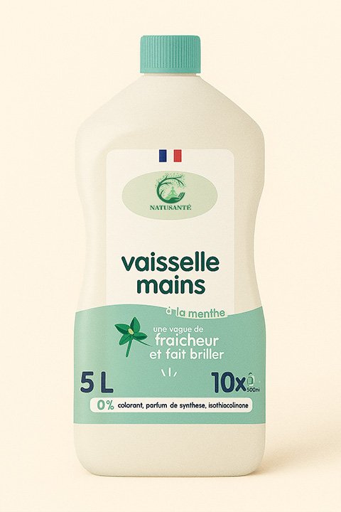 Vaisselle et mains aux huiles essentielles de menthe citron bio, super dégraissant - Grand Format