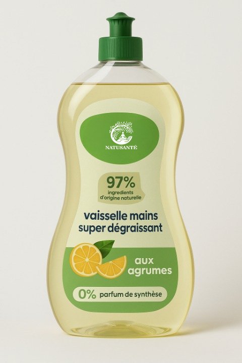 Liquide vaisselle et mains aux huiles essentielles d'agrumes bio