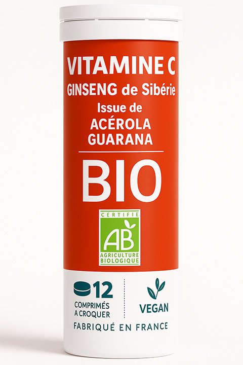 Comprimés vitamine C et Ginseng de Sibérie Acérola