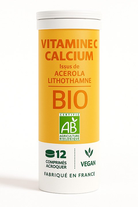 Comprimé à croquer vitamine C calcium lithothamne Acérola