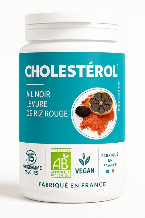 Gélule végétale Cholestérol - Ail Noir et Levure de riz rouge - bio