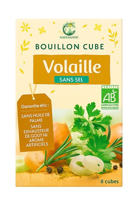 Bouillon cube volaille bio sans sel
