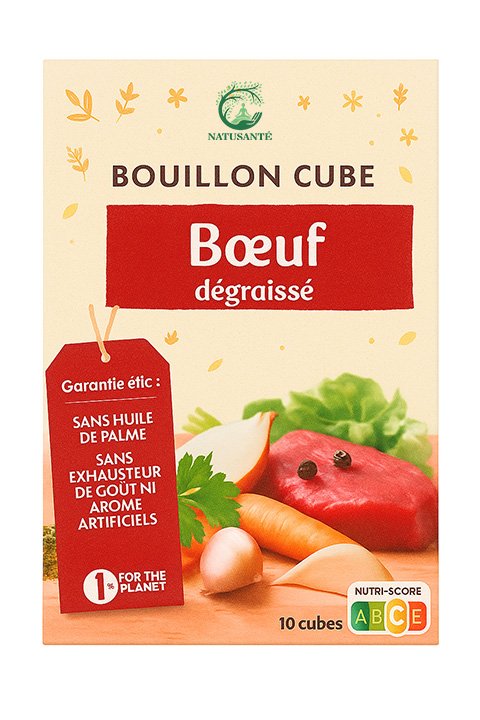 Bouillon de cube boeuf bio dégraissé