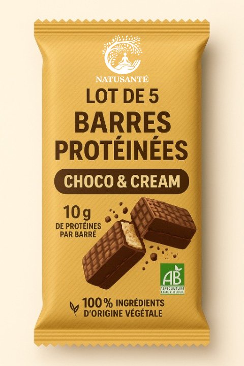 LOT DE 5 Barres protéinées Choco et Cream bio